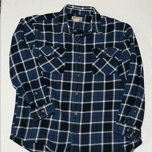Duluth Trading Co XL Plaid Button Down 100% Cotton Flannel Shirt Cabin Rugged